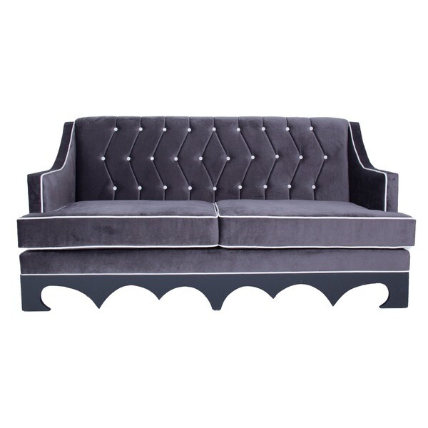 Shop inncdesign D'vill Grey Buttontufted Sofa Free Shipping Today