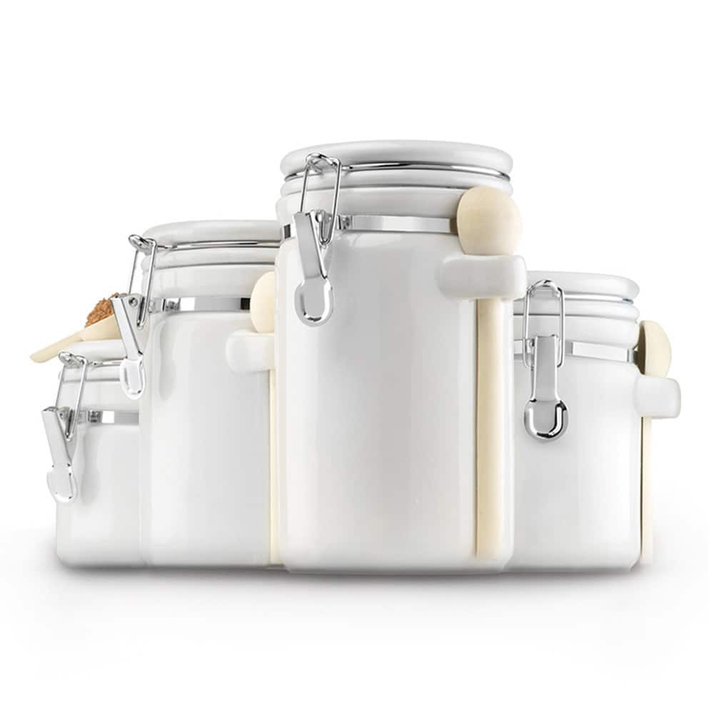 White Ceramic 4-piece Canister Set