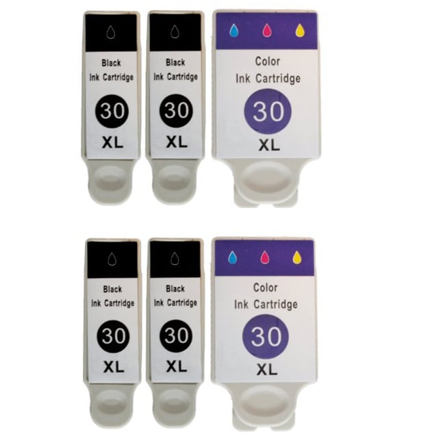 Kodak 30xl, Four Black And Two Color Compatible Ink Cartridge (remanufactured) (pack Of 6)