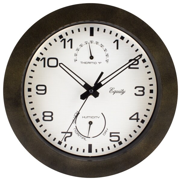 Equity by La Crosse 29005 10" IN/OUT Quartz Wall Clock with Thermometer