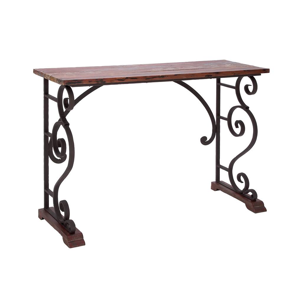 Vintage Style Metal Wood Console Table
