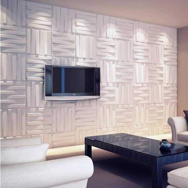 3d Basket Weave Brick Wall Panels Pack Of 10 Off White Overstock 8674537