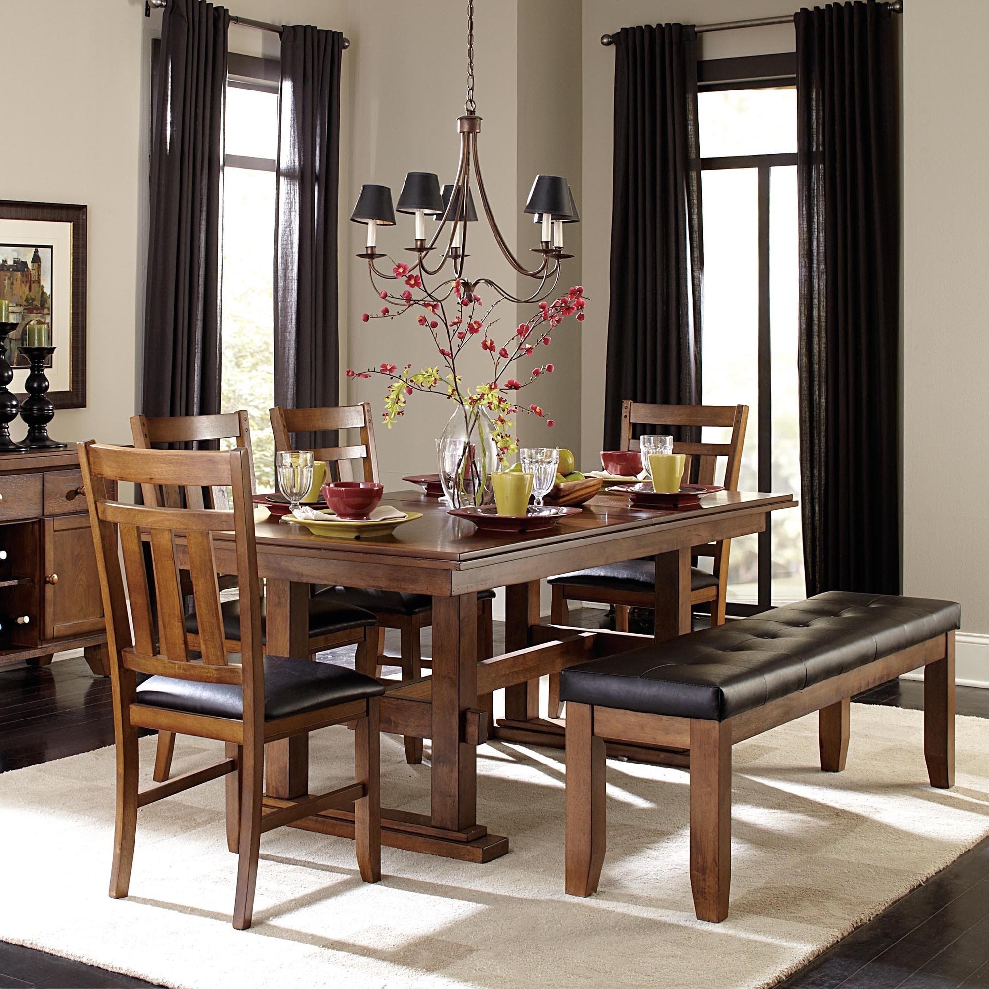 He Kai 6 piece Oak Brown Extending Dining Set Brown Size 6 Piece Sets