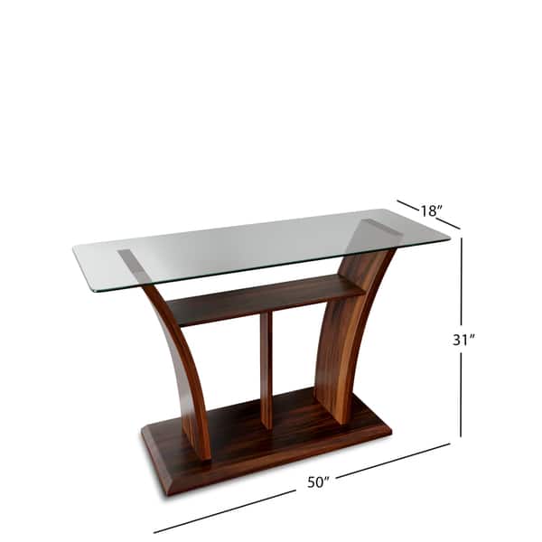 Pecs Contemporary Cherry 50-inch Glass Top T-shelf Sofa Table by Furniture of America