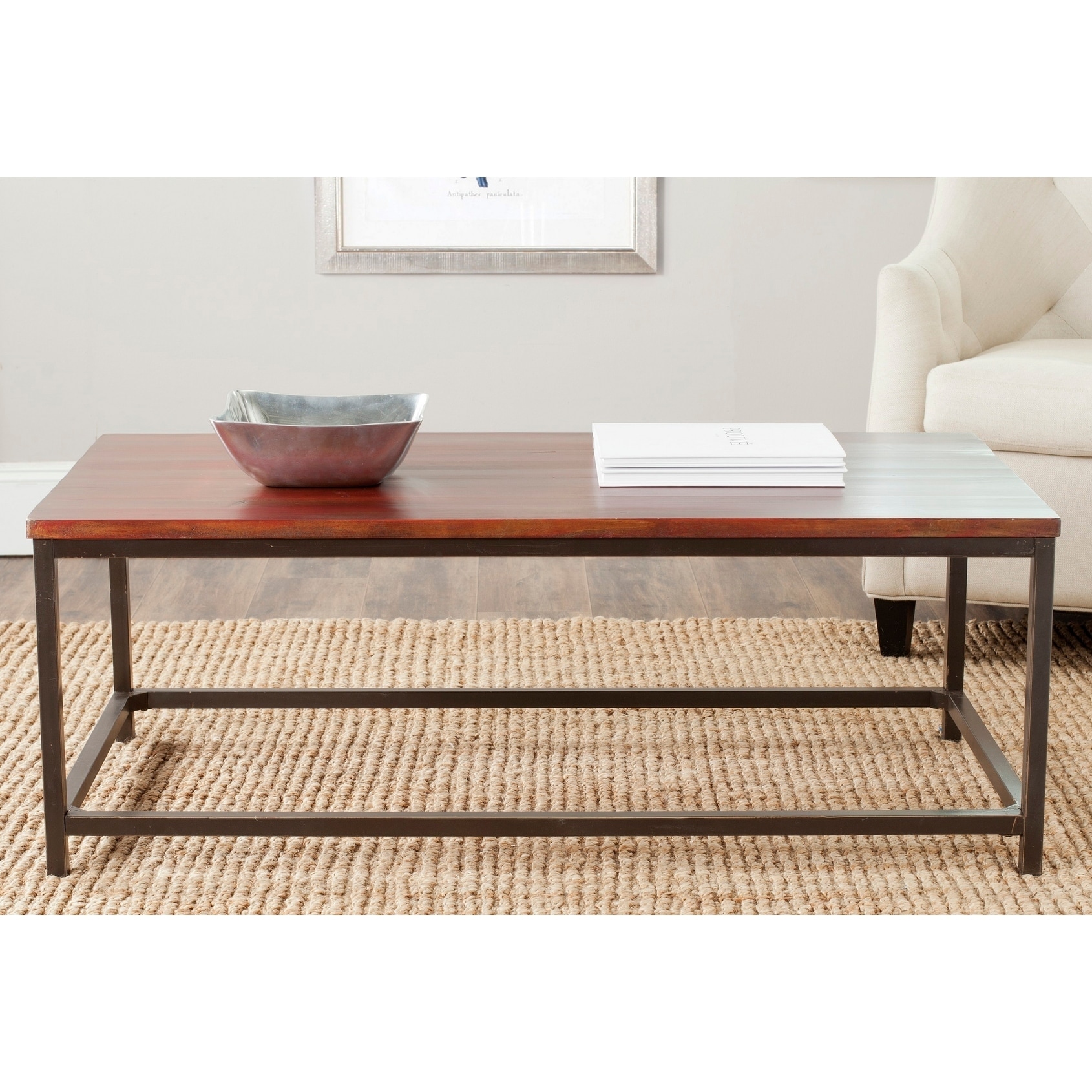 Safavieh Alec Distressed Maroon Coffee Table (Distressed maroonMaterials Fir woodDimensions 17.7 inches high x 48 inches wide x 24 inches deepThis product will ship to you in 1 box.Assembly required )