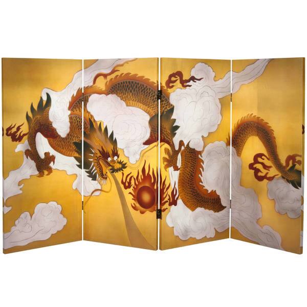 slide 2 of 5, Handmade 3' Dragon in the Sky Canvas Room Divider