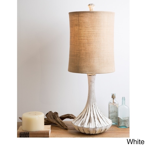 Gallant Distressed White Farmhouse Gourd Lamp