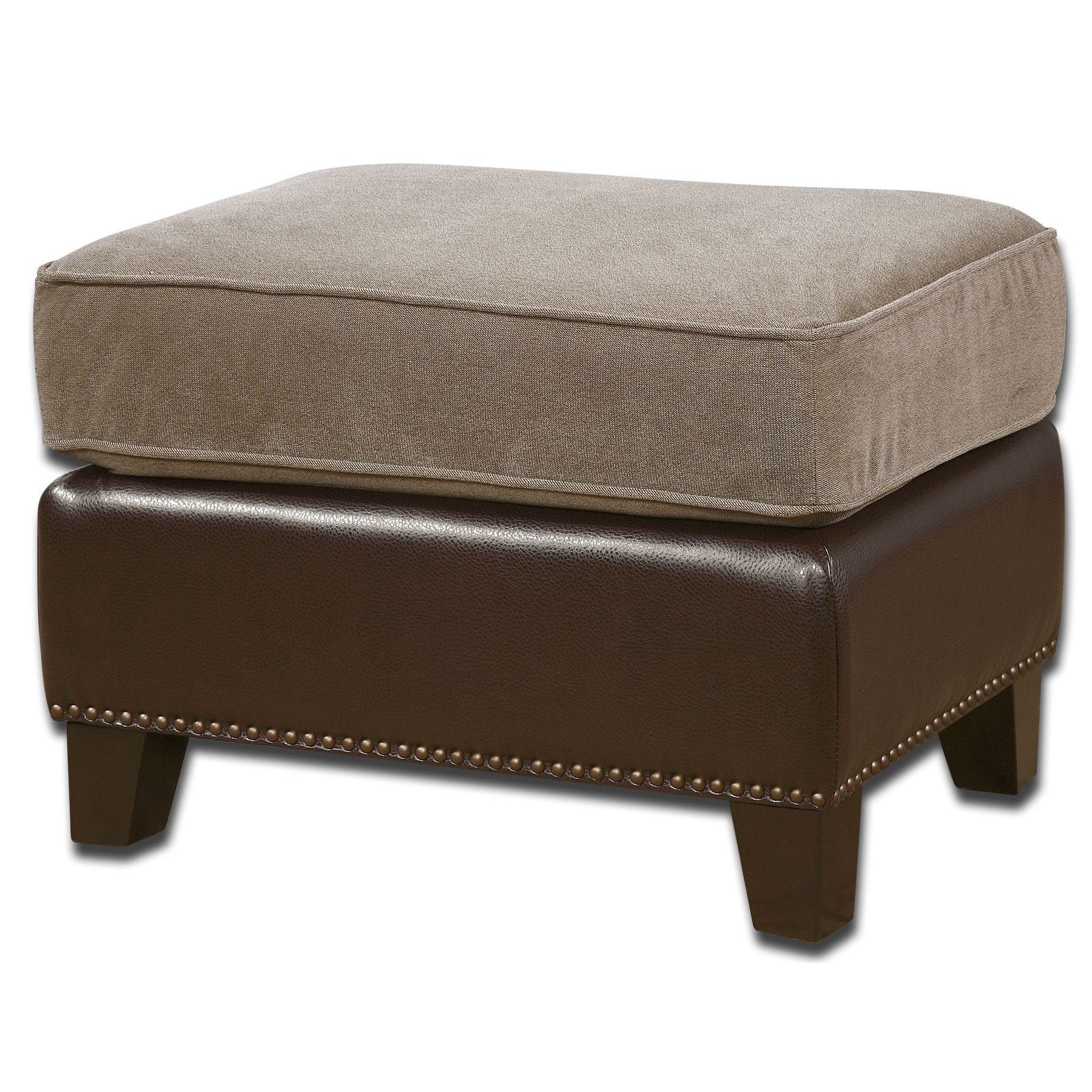 Dillard Chocolate Brown Nailhead Ottoman