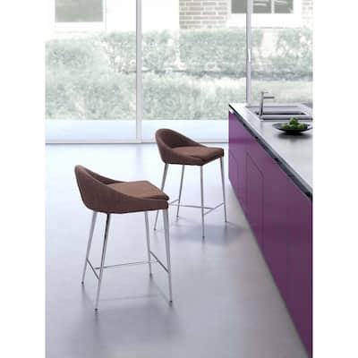 Strick & Bolton Libby Fabric and Chromed Steel Counter Chair (Set of 2)