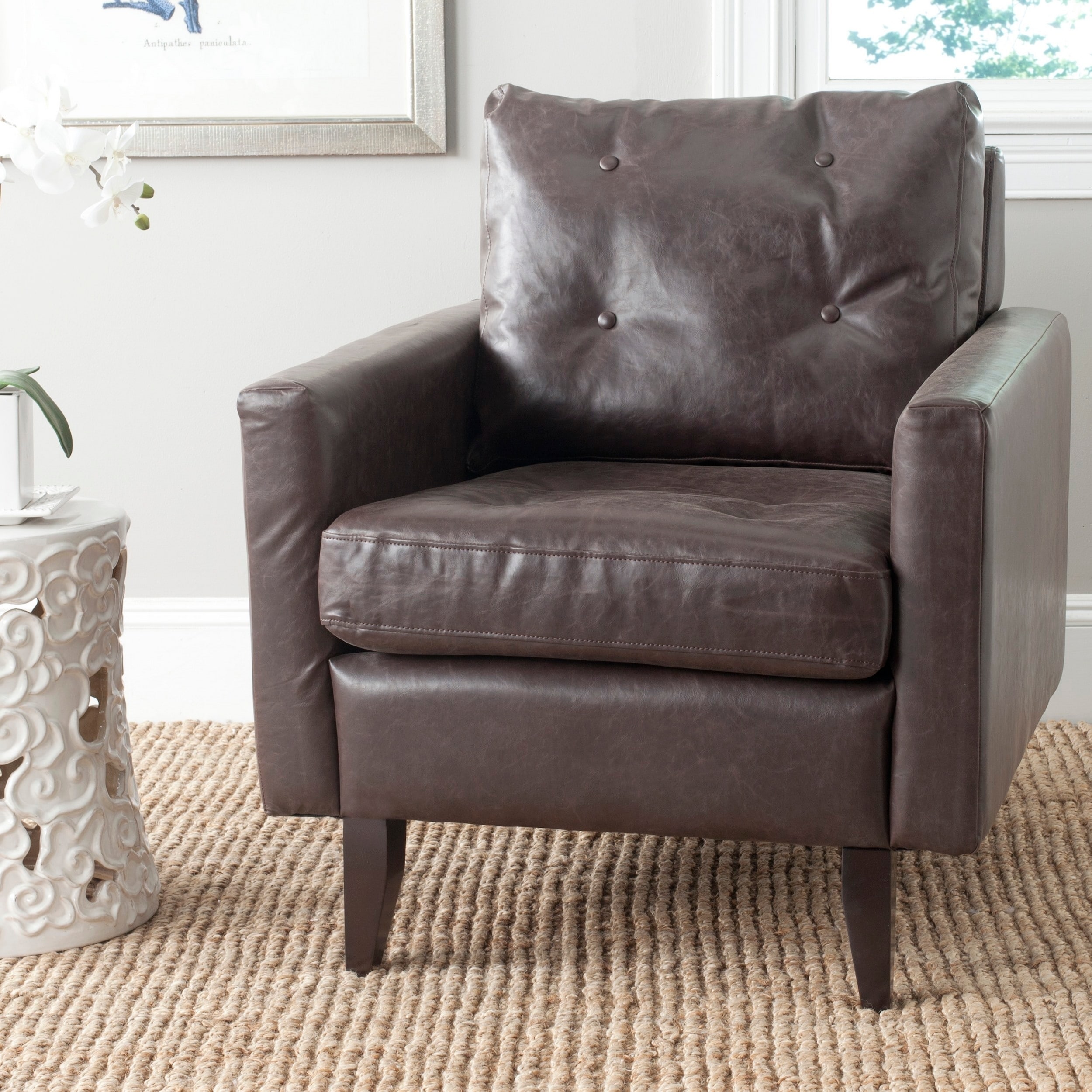 Safavieh Caleb Antique Brown Club Chair