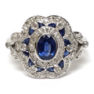 Neda Behnam 14k White Gold 1 6ct Tdw Diamond And Blue Sapphire Ring (h 