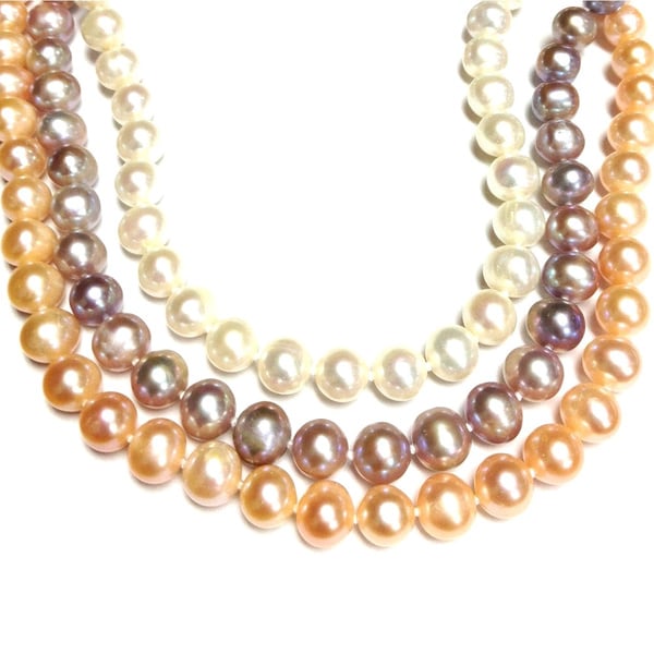 Neda Behnam Sterling Silver Peach, Lavender and White Round Freshwater Pearl Necklace. Opens flyout.