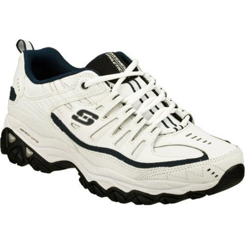 Shop Skechers Men's After Burn Memory Fit Reprint White/Navy Athletic ...