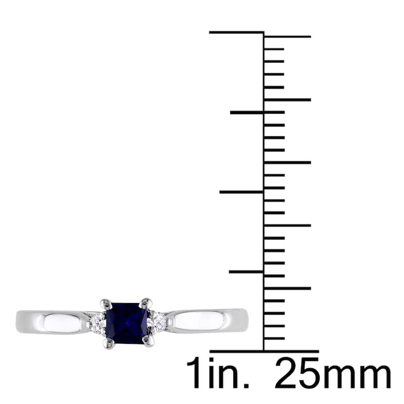Miadora Silver Created Sapphire and Diamond Accent 3-stone Promise Ring