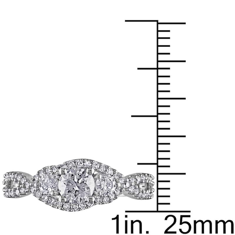 Miadora Signature Collection 14k White Gold 1ct TDW Diamond 3-stone Split Shank Engagement Ring