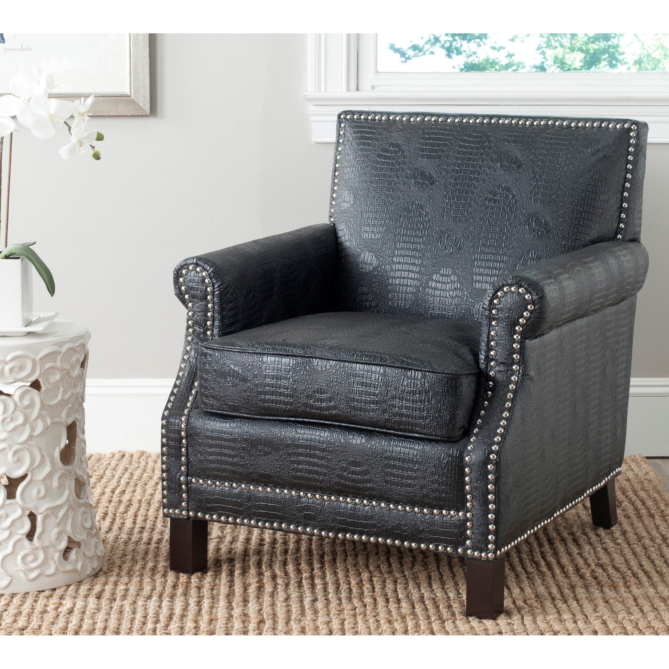 Safavieh Easton Black Croc Club Chair