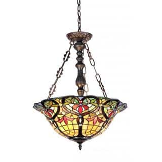 Chloe Tiffany Style Victorian Design 3-light Inverted Pendant Fixture