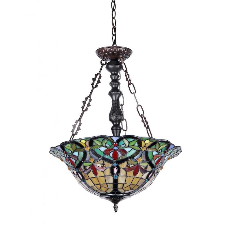 Chloe Tiffany Style Victorian Design 3-light Inverted Pendant Fixture