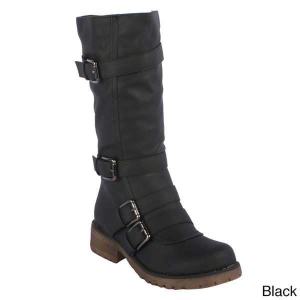 Radiant Women's 'Combat' Knee high Buckled Boots Boots