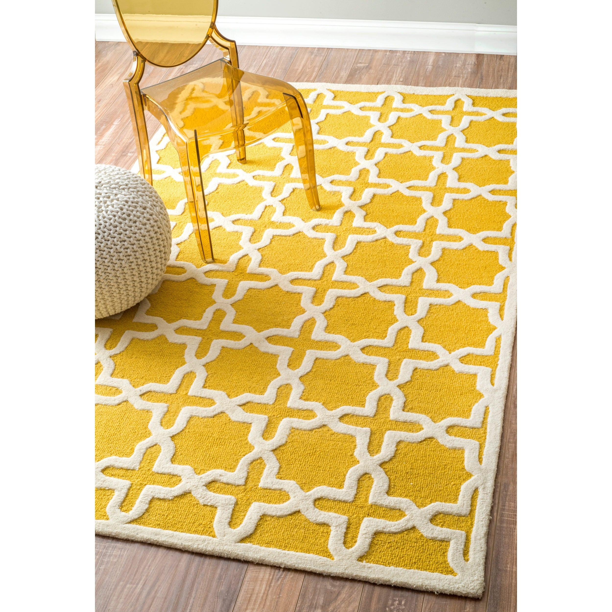 Nuloom Handmade Marrakesh Trellis Yellow Wool Rug (5 X 8)