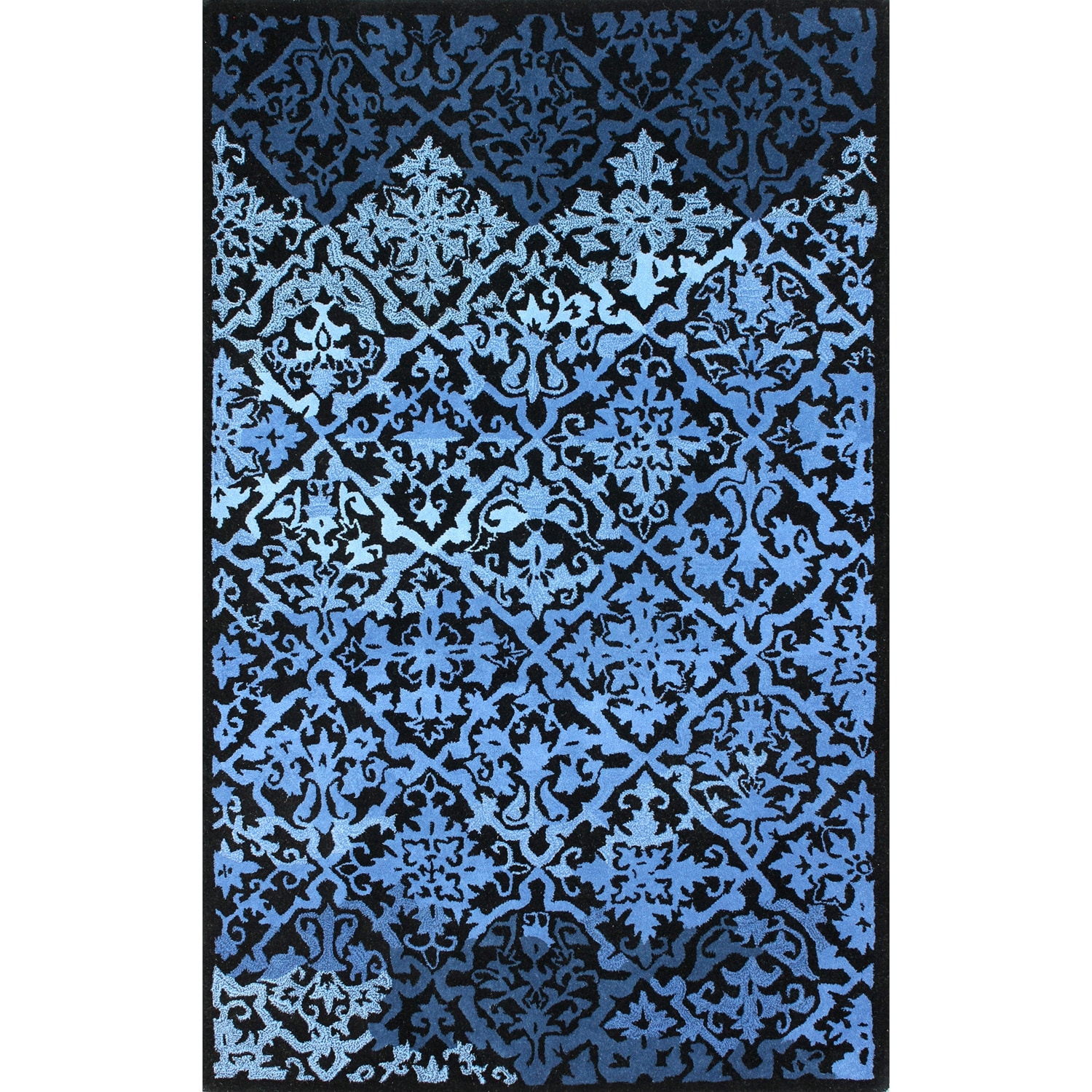 Hand tufted Transitional Lattice Blue Wool Rug (5 X 8)