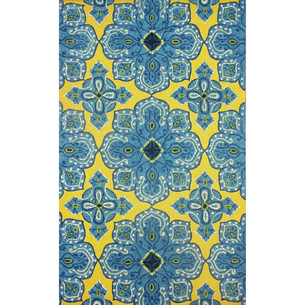 nuLOOM Hand hooked Indoor/ Outdoor Spanish Tiles Gold Rug (9 x 12)