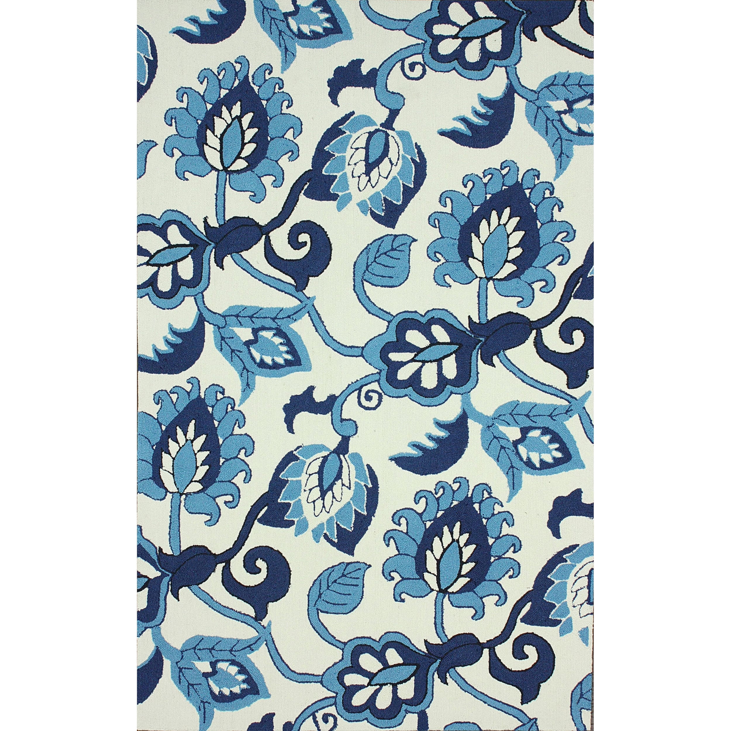 Nuloom Hand hooked Open Field Oriental Wool Blue Rug (76 X 96)