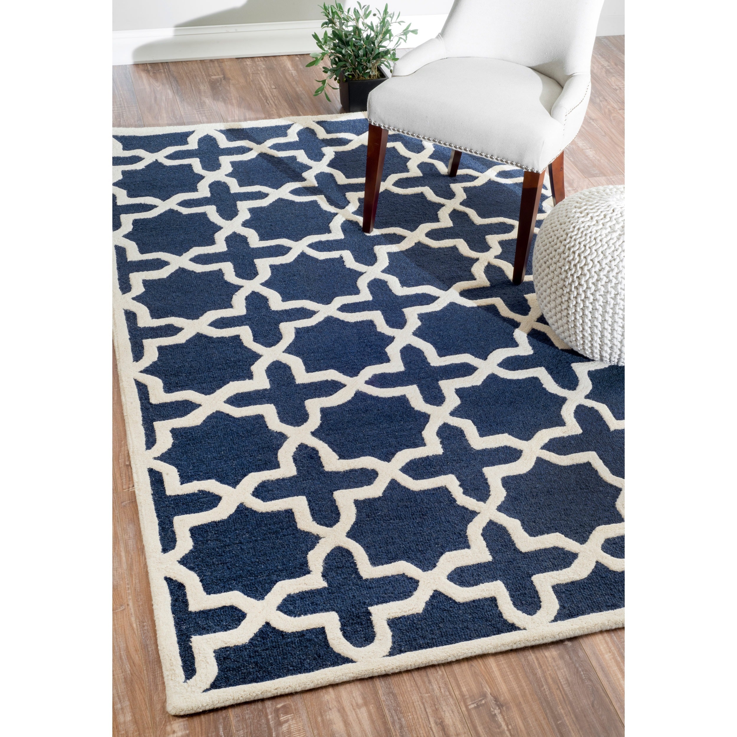 Nuloom Handmade Marrakesh Trellis Blue Wool Rug (76 X 96)