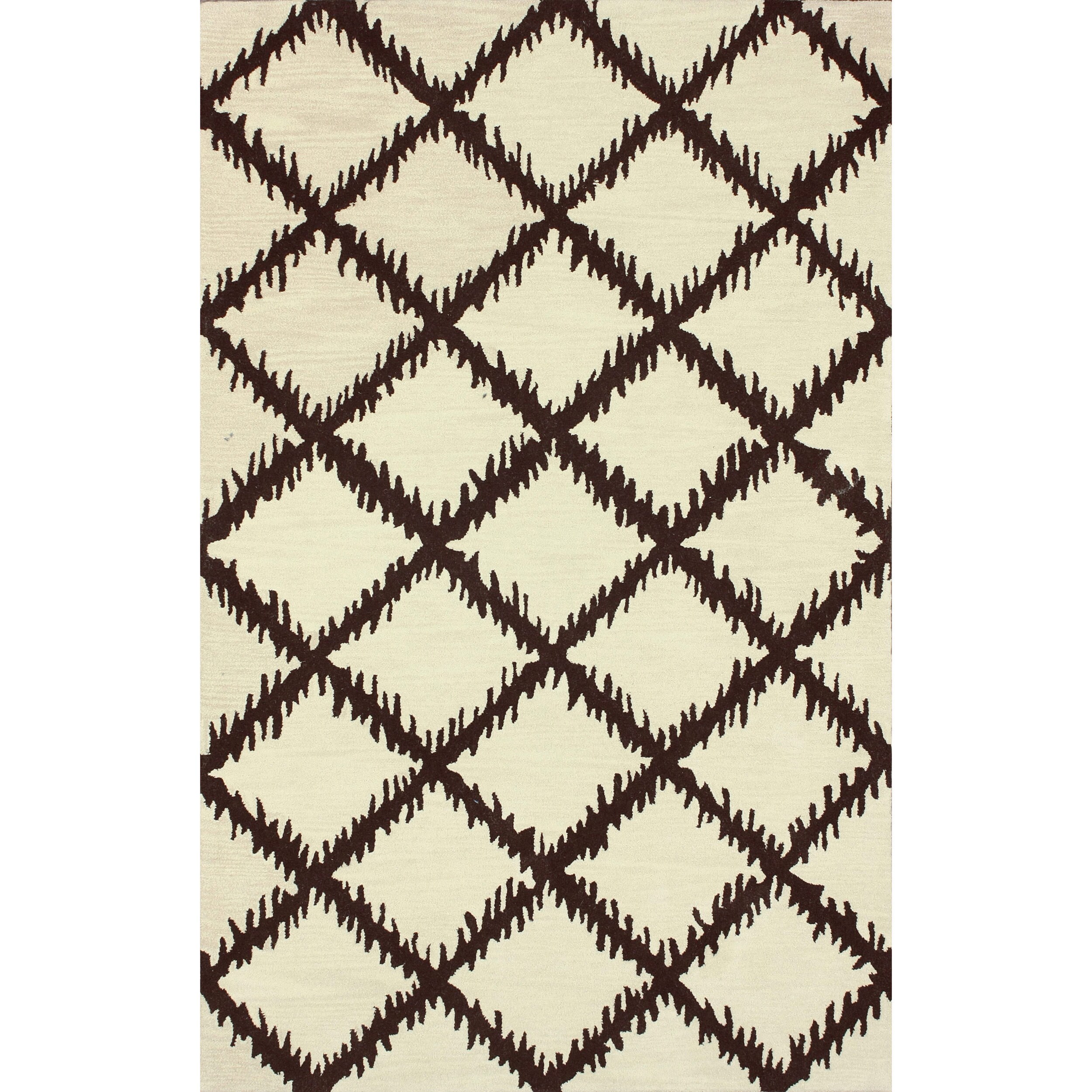 Nuloom Hand tufted Modern Trellis Wool Beige Rug (76 X 96)