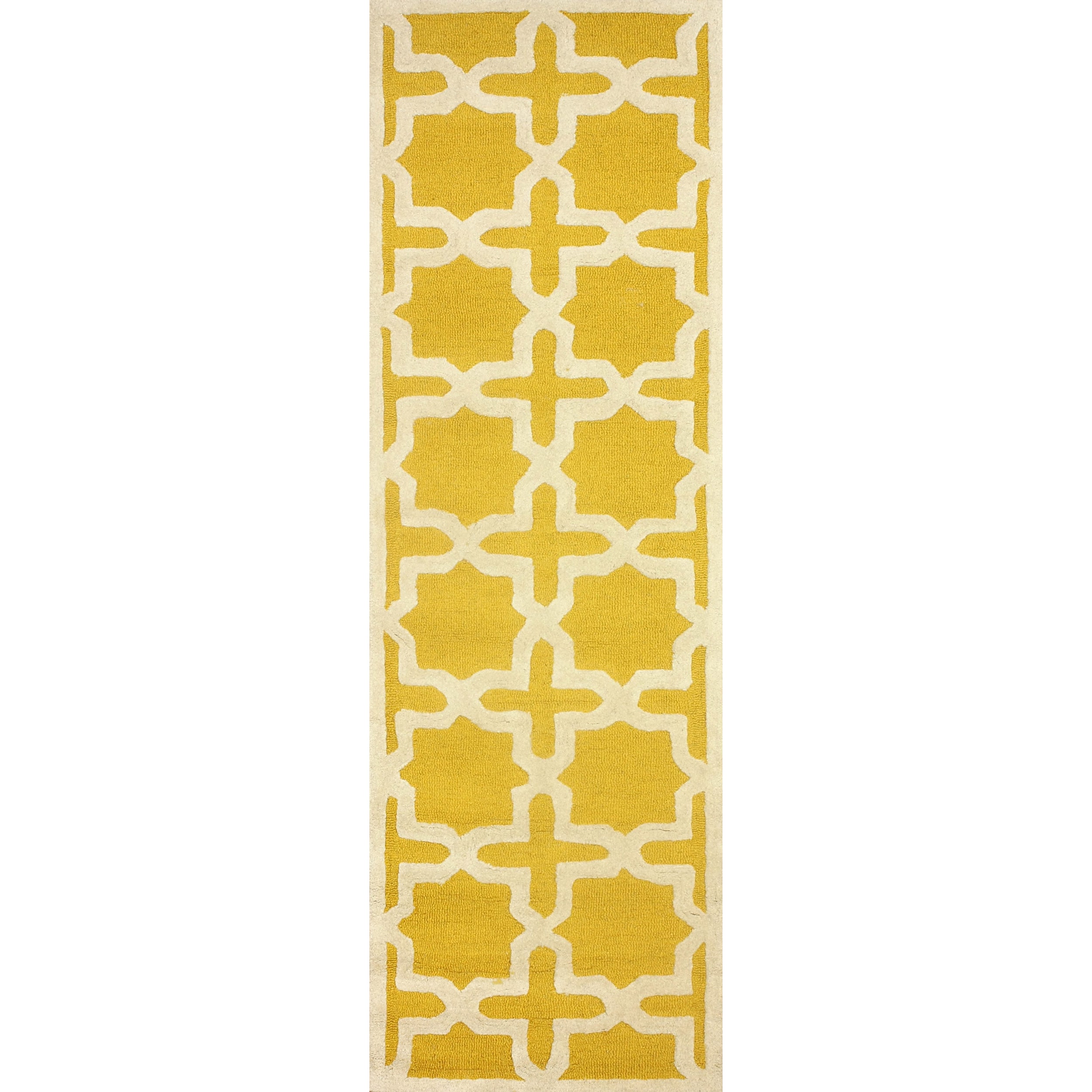 Nuloom Handmade Marrakesh Trellis Yellow Wool Runner Rug (26 X 8)