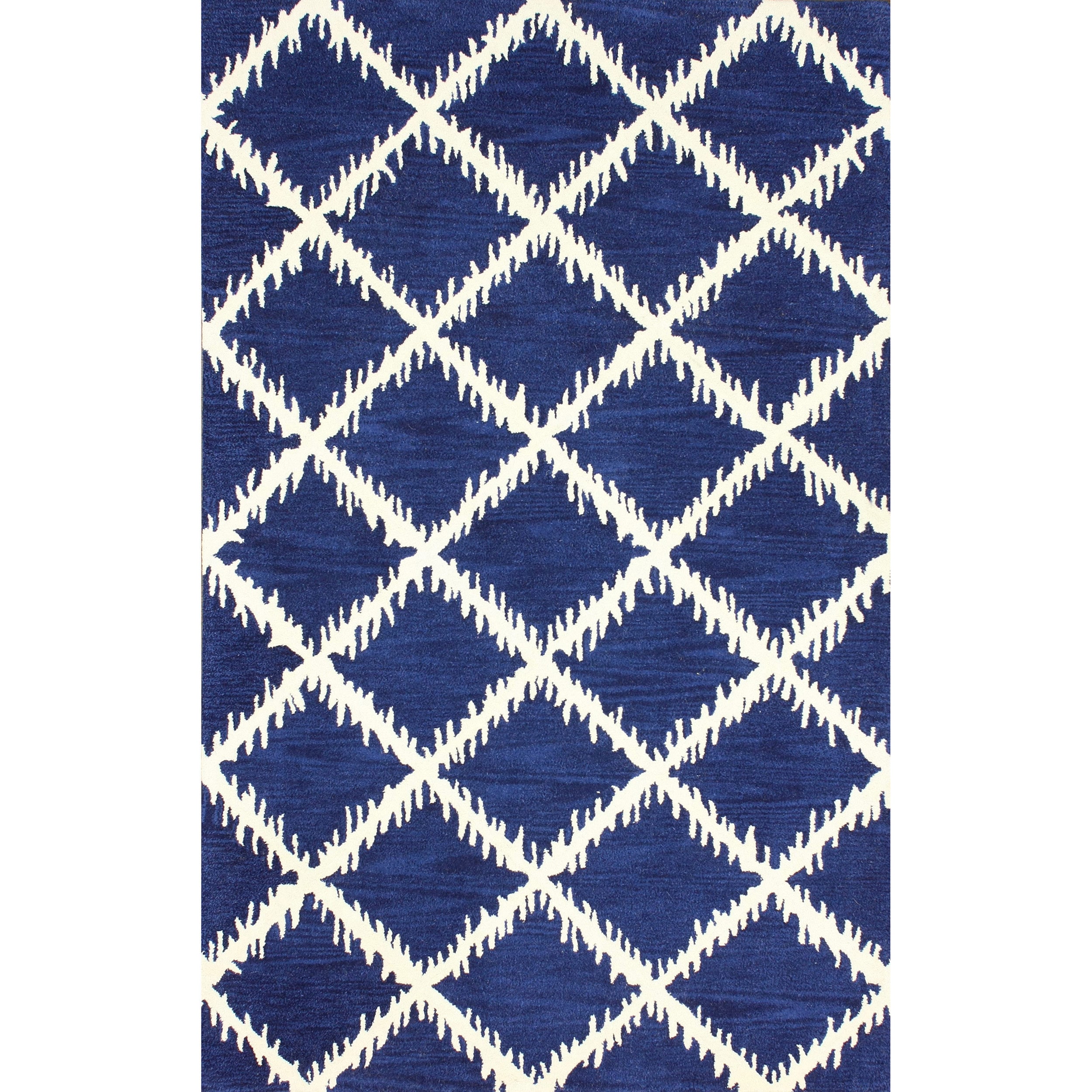 Nuloom Hand tufted Modern Trellis Wool Blue Rug (76 X 96)