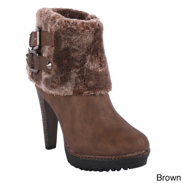 short boots with fur cuff