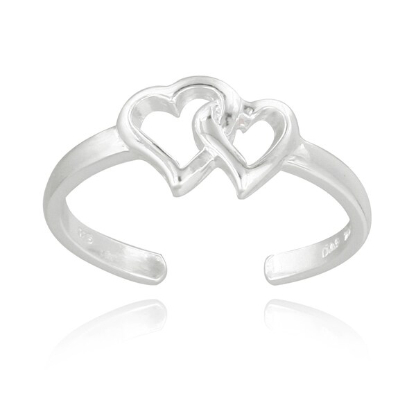 Mondevio Sterling Silver Double Hearts Toe Ring