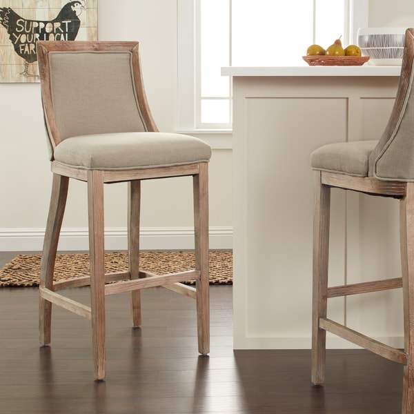 Shop Stones & Stripes Park Avenue Beige Linen Bar Stool - Free Shipping ...