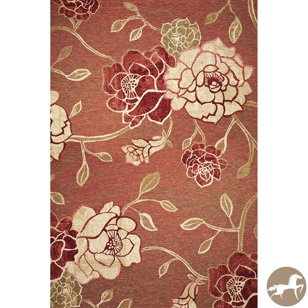 Christopher Knight Home Flatweave Flora Brick Red Area Rug (53 X 77)