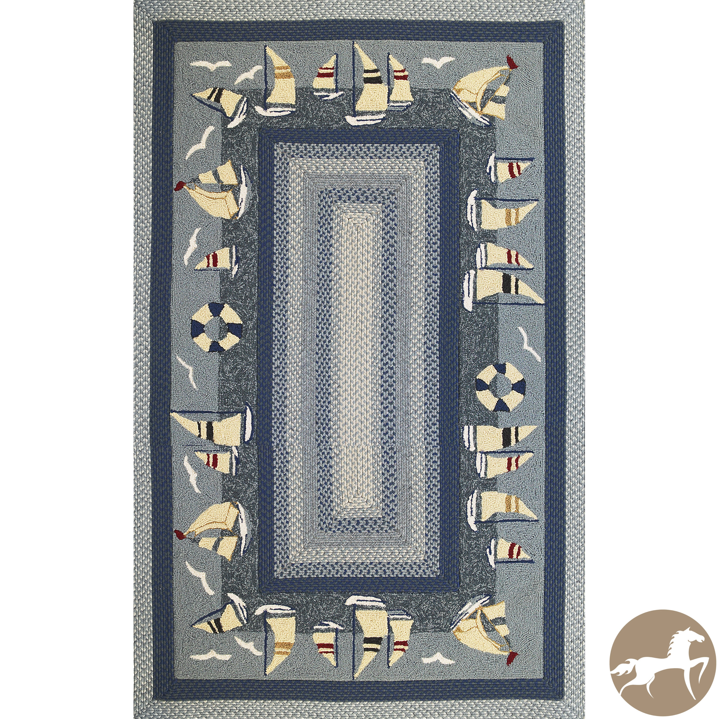 Christopher Knight Home Hand woven Sailboats Blue Area Rug (76 X 96)