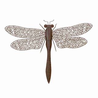 Antique Brown 37 Inch Wide Metal Dragonfly Home Décor Antique Brown 37 Inch Wide Metal