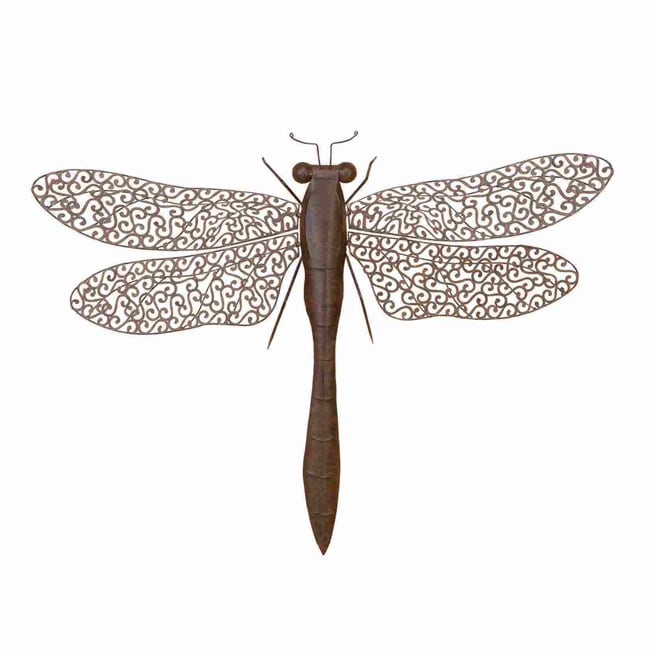 Antique Brown Metal Dragonfly Home Decor (Antique brownDimensions 27 inches high x 37 inches wide Rust free premium grade metal alloyColor Antique brownDimensions 27 inches high x 37 inches wide)