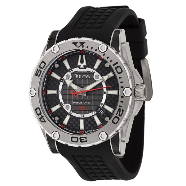 Shop Bulova Men's 'Precisionist Champlain Diver' Stainless Steel Carbon ...