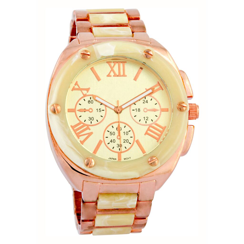 Vernier Women's Faux Chronograph Bone Rose Gold-Tone Bracelet Watch