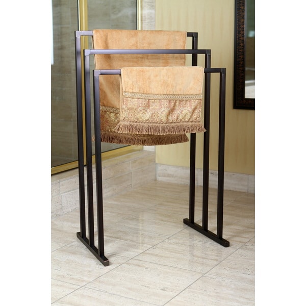 Pedestal Oil Rubbed Bronze 3 tier Iron Towel Rack   Shopping