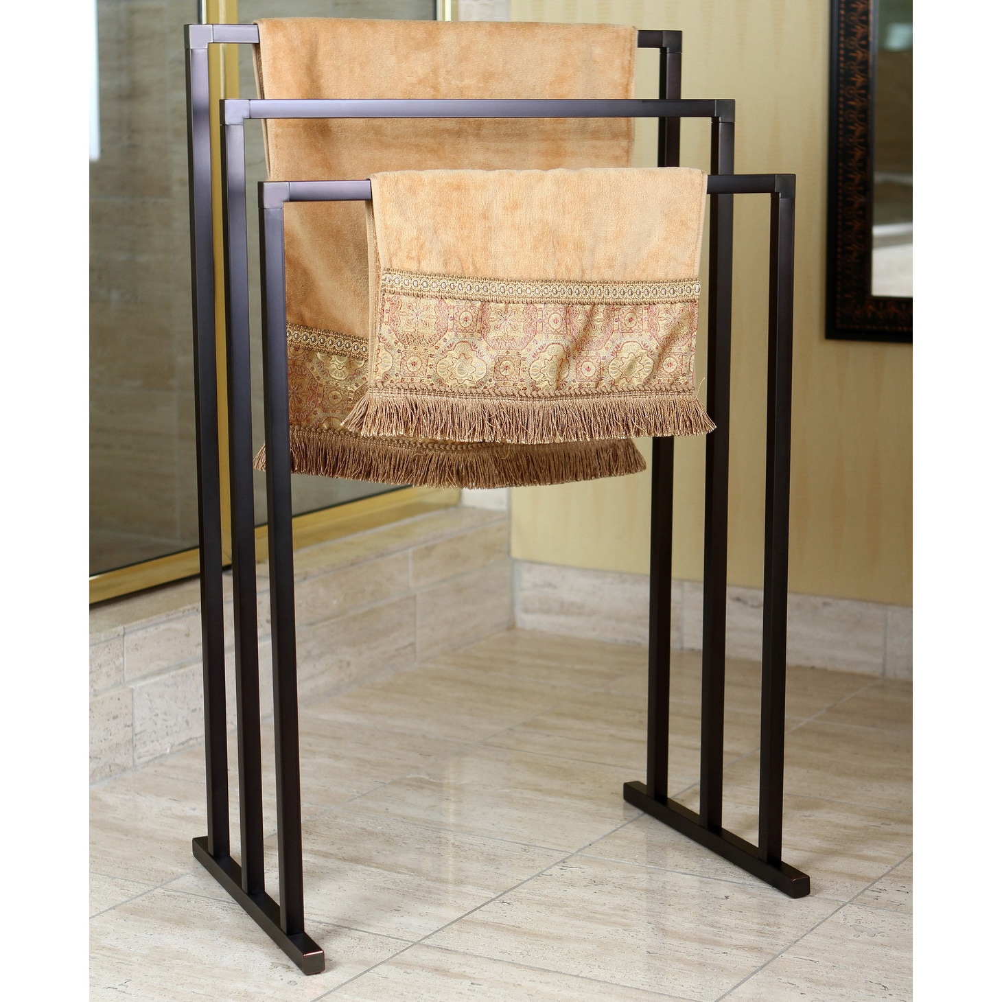 Pedestal Oil Rubbed Bronze 3 tier Iron Towel Rack