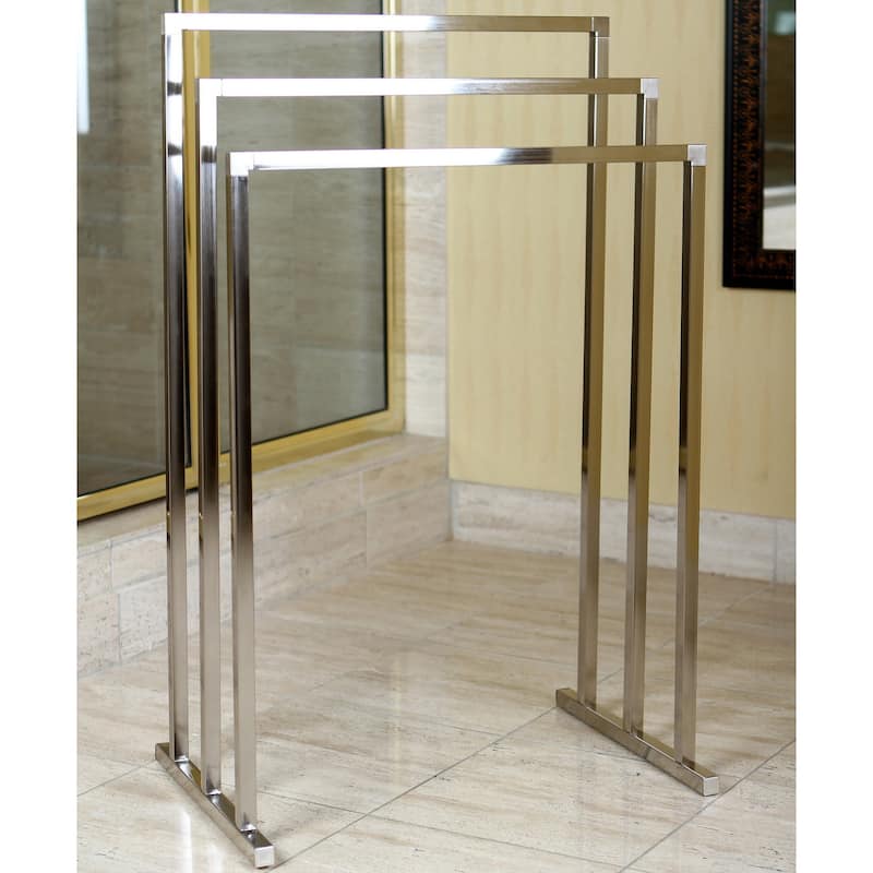 Pedestal Satin Nickel 3-tier Iron Towel Rack