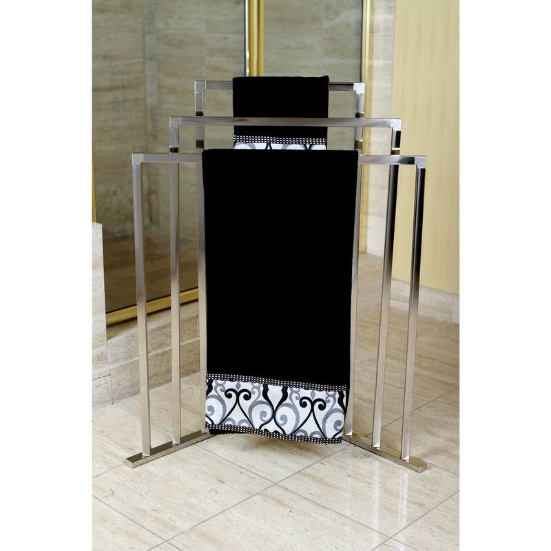 Brushed Nickel 3-tier Iron Construction Corner Towel Rack - Grey