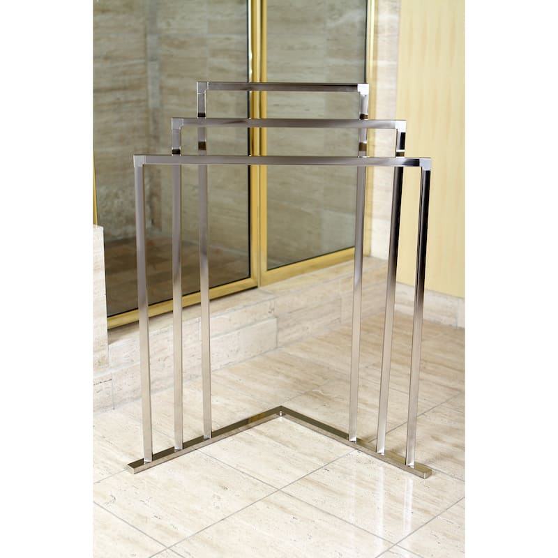 Brushed Nickel 3-tier Iron Construction Corner Towel Rack - Grey