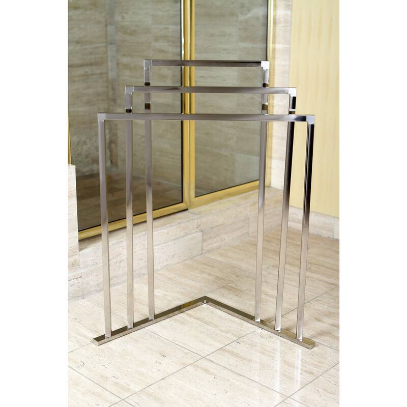 Brushed Nickel 3-tier Iron Construction Corner Towel Rack - Grey