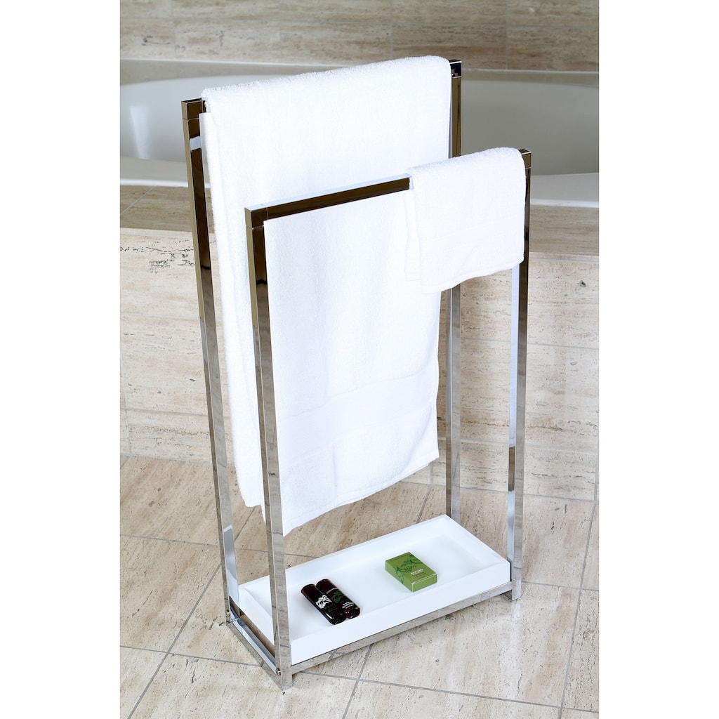 Chrome Pedestal 2-tier Iron Construction Towel Rack