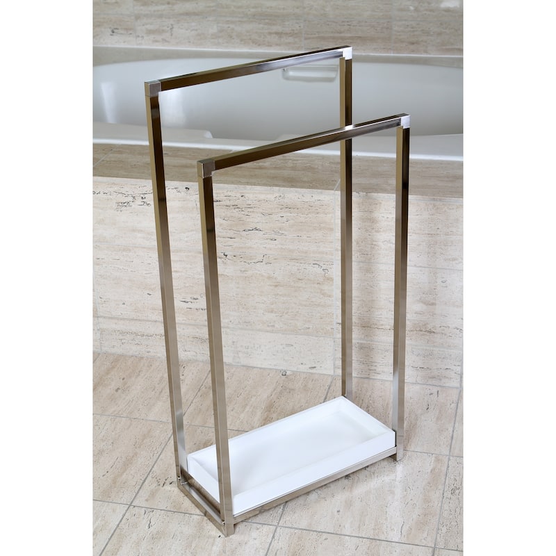 Kingston Brass Brushed Nickel Pedestal 2-tier Iron Construction Towel Rack - Grey
