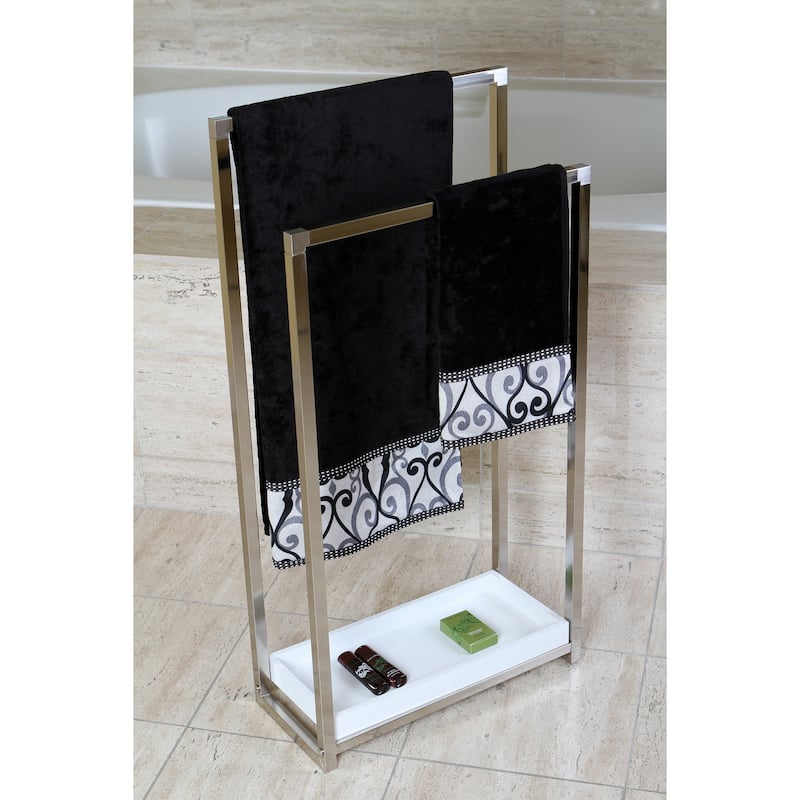 Kingston Brass Brushed Nickel Pedestal 2-tier Iron Construction Towel Rack - Grey