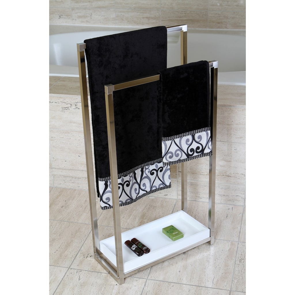 Kingston Brass Brushed Nickel Pedestal 2-tier Iron Construction Towel Rack - Grey